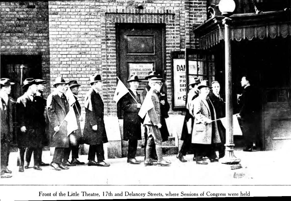Delegates outside the Little Theatre during the First Korean Congress, 1919